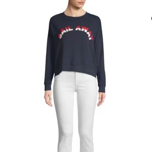 Joie Navy Crew Neck Sweater 100% cotton Red, White and blue made in USA XS